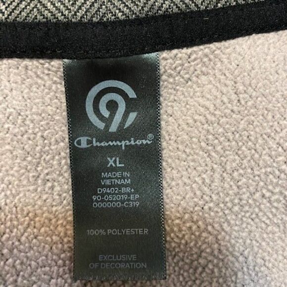 Champion C9 Gray/Black Herringbone print front zip fleece jacket, size XL - Picture 3 of 3